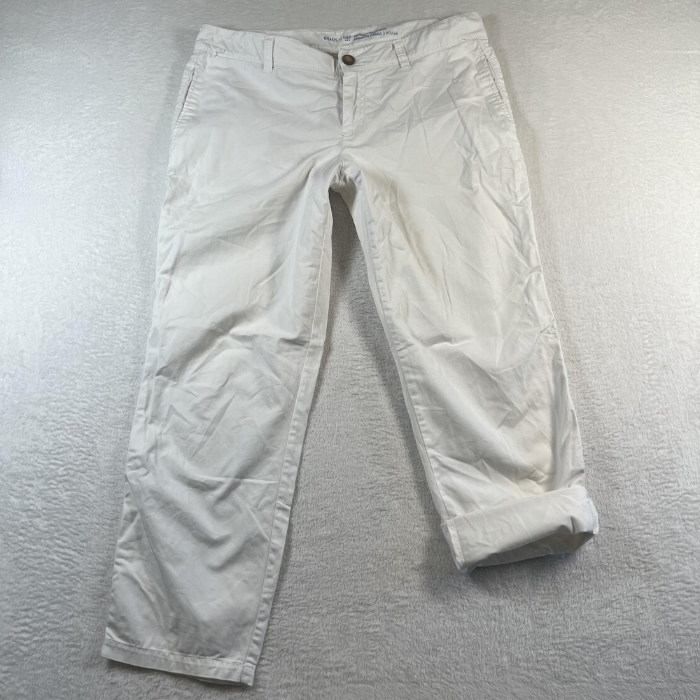 Gap Pants Womens 8R White Khakis Vintage Rolled Crop Cuffed Casual Twill